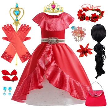 Elena Cosplay Kostiumas Merginos Princesės suknelė Vaikai Klasikiniai raudoni drabužiai Vaikai Gimtadienio baliaus suknelė Karnavalo vakarėlis Apranga be rankovių