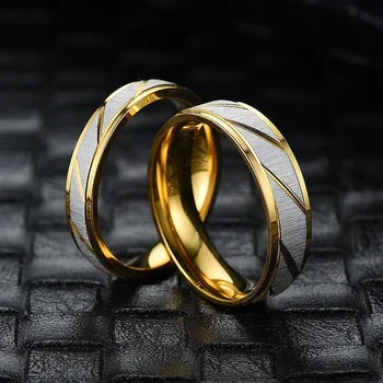 Fashion Simple Titanium Steel Pora Žiedai 18K paauksuoti Neblunka Žiedas Vestuviniai sužadėtuvių žiedai Aksesuarai Papuošalai Dovanos