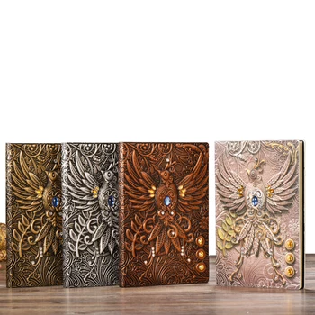 Fashion Vintage Empresed Leather Printing Travel Diary Notebook Travel Journal A5-Note Book 1vnt