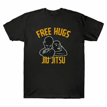 Free Hugs Jiu Jitsu Funny Fighter Martial Arts Vintage Men Cotton Black marškinėliai