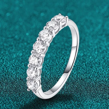 Full Moissanite Ring for Women S925 Sterling Silver with 18k White Gold Plated Diamond Wedding Bridal Band Fine Jewelry