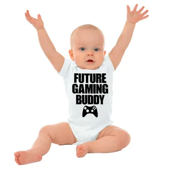 Future Gaming Buddy Funny Printed Baby Bodyper Short Sleeve UnisexJumpsuit Little Girls Boys Clothing Cute White 