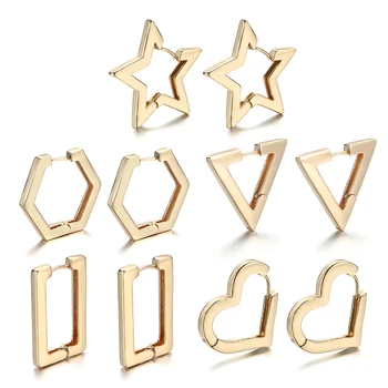 Geometriniai auskarai moterims Stačiakampio formos aukso spalvos metalo meilės širdies auskarai 2023 m Naujos mados madingos papuošalų dovanos