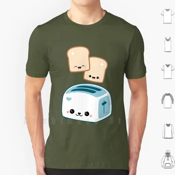 Happy Flying Toast Twins T Shirt 6xl Cotton Cool Tee Cute Kawaii Toast Toaster Snack Cute Food Breakfast