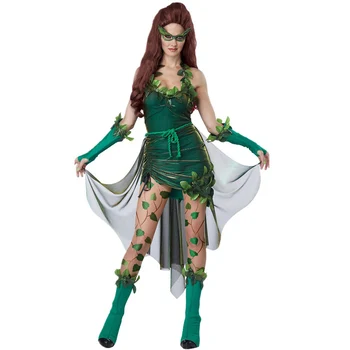 Helovino moterys Seksualus žalias nuodas Gebenės kostiumas Velnias Dryadas Elfas Cosplay Puošni suknelė Apranga Karnavalo maskaradiniai vakarėlių kostiumai