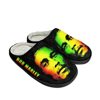 Hot Bob Marley Reggae Rasta Singer Home Cotton Custom Slippers Mens Womens Sandals Plush Casual Keep Warm Shoes Thermal Slipper