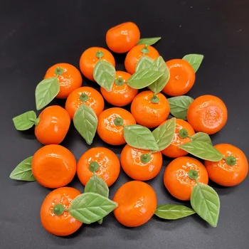 Imituotas vaisių putų apelsinas su lapais mažas kumquat netikras cukrus oranžinis modelis Namų dekoravimo nuotraukų rekvizitai