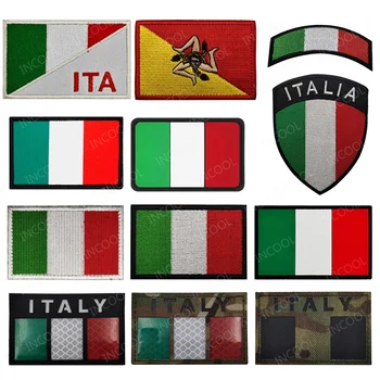Italijos vėliavos siuvinėti pleistrai Taktiniai kariniai IR atspindintys infraraudonųjų spindulių Italijos ITA nacionalinės vėliavos 3D PVC gumos emblemos ženkleliai