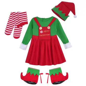 Kalėdinis elfo kostiumas vaikui Patogi miela kalėdinė apranga Kalėdiniai drabužiai Juokingi Cosplay drabužiai Spalvinga vaikiška apranga