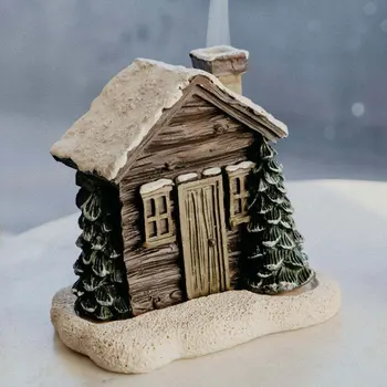 Kalėdinis žiemos rąstinis namelis Smilkalai Kūgis Sudeginti kalėdinį kaminų namelį Smilkalai Kūginis degiklis Stalo centrinis ekranas Xmas dekoras