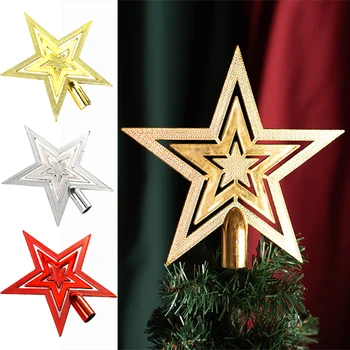 Kalėdų eglutės dekoracijos Pentagramos šventės atmosfera Aukso spalva Christmastree Top Star girliandos aksesuarai Papuošalai Naujieji metai
