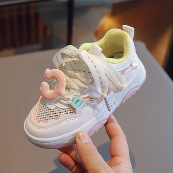 Kid Spring Summer Casual Shoes Mesh Patchwork Girl Boy Lace Up Sneakers 2023 Child Walk Runing Sport Breathable Trainers 26-36