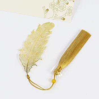 kinų stiliaus metalinė žymė Kūrybinė lapų plunksna žalvaris tuščiaviduriai žymės Studentų kanceliarinių prekių dovana