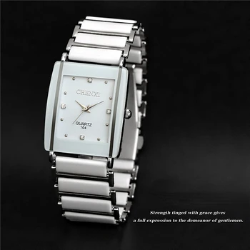 Klasikinės mados moterų laikrodis Aukštos kokybės prekės ženklas Moterys Vyrai Poros Laisvalaikio laikrodis Neperšlampamas kvadratinis keramika Rankinis laikrodis Reloj Mujer