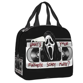 Koks jūsų mėgstamiausias baisus filmas Izoliuotas pietų krepšys Resuable Halloween Scream Cooler Terminė pietų dėžutė moterų vaikų mokyklai