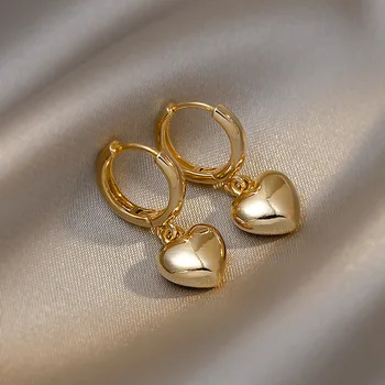 korėjietiško stiliaus elegantiški aukso spalvos persikų širdies metalo lankų auskarai moterims Mados mieli saldūs brangenybių aksesuarai