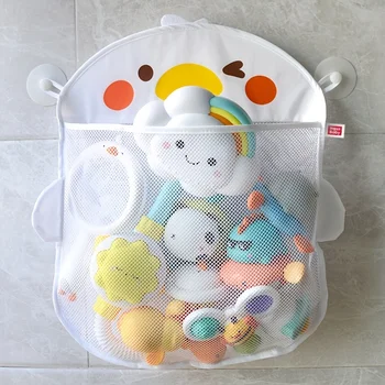 Kūdikių vonios žaislai Mielas anties tinklelis Tinklinis žaislų laikymo krepšys stiprus su siurbtukais, Vonios žaidimų krepšys Vonios kambario organizatorius Vandens žaislai vaikui