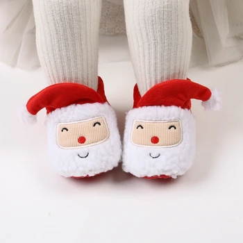 Kūdikių žieminiai sniego batai Kalėdinis animacinis filmas Kalėdų senelis Kūdikių vaikščiojimo batai Šilti minkšti lovelės batai namų vakarėliui
