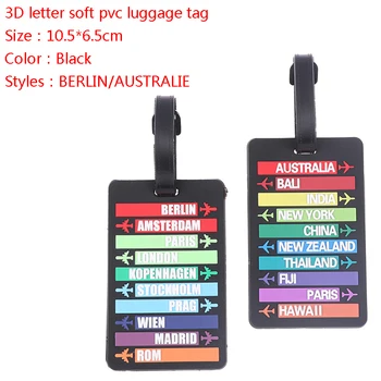 Kūrybinės 3D raidės Minkštas PVC bagažo žyma Kelioninė kuprinė Bagažo etiketė Nešiojama etiketė Kelionių priedai Bagažo įlaipinimo žyma