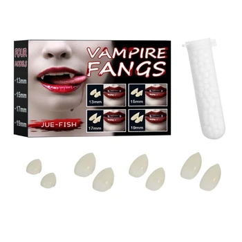 L5YA Ištraukiami kuspiniai dantys Vampyrų protezai Siaubingi vampyrai Cosplay dantų rinkinys