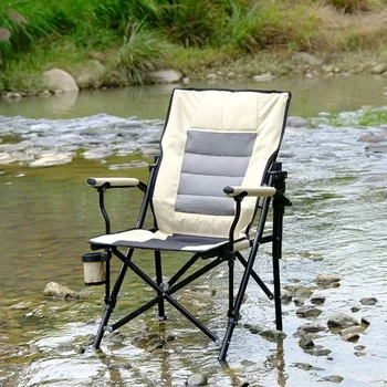 Lauko nešiojama sulankstoma kėdė Lengvas nešiojamas nap kėdė Laisvalaikio atlošas su porankiais ir kišenėmis Kempingo žvejybos suoliukas