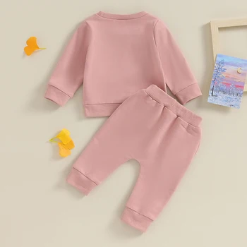Liangchengmei Mažylis Kūdikių mergaičių drabužių komplektas Direktai ilgomis rankovėmis Džemperiai Viršus Kelnės Apranga Drabužiai Dovanos