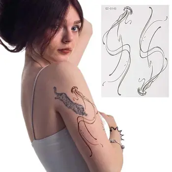 Linija Netaisyklingos formos vandeniui atsparūs tatuiruotės lipdukai Laikini tatuiruotės lipdukai Gėlių kūno menas Riešo kaklas Veido padirbtos tatuiruotės