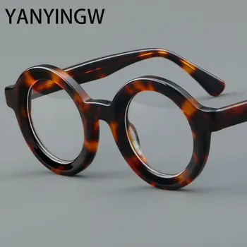 Mada Aukštos kokybės acetatiniai akiniai Apvalūs retro akinių rėmeliai Vyrai Moterys Universalūs receptiniai akinių rėmeliai