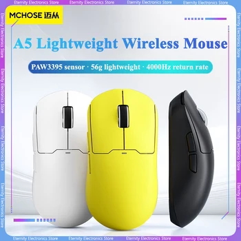 Mchose A5 belaidė pelė 2,4g Laidinė Bluetooth Pro Max trijų režimų lengva pelė Paw3395 žaidimo pelė Office žaidimų priedai