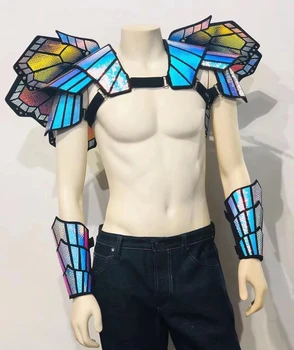 Model Catwalk Men lazeriniai šarvai drugelio lazeriniai šarvai Seksualus ateities šou sceninis kostiumas Dainininkės apranga