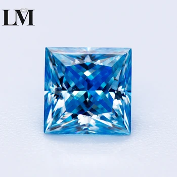 Moissanite Stone Ice Blue Color Princess Cut Lab Grown Diamond Gemstone Advanced Jewelry Making Material with GRA Certificate