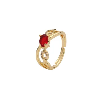 Moteriškas žiedas, padengtas 18k auksu, spalvingas krištolo cirkono ovalo formos reguliuojamas mados papuošalas, graži dovana poroms