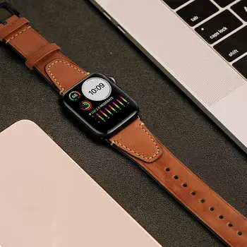 NAUJA apyrankės juosta, skirta Apple Watch 41mm 45mm 40mm 44mm 38mm 42mm Real Leather Watchband iWatch Strap Series 8 7 6 5 4 3 SE