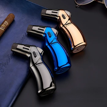 Naujas metalinis pripučiamas suvirinimo pistoletas Žiebtuvėlis Degiklis Turbo lauko kepsninė Įtaisas Mėlyna liepsna Butano žiebtuvėliai Virtuvės cigarų priedai
