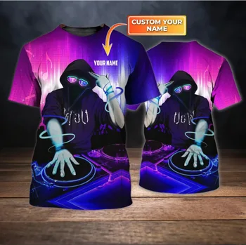 Naujas pritaikytas pavadinimas Muzika DJ komanda Asmeninis vardas 3D spausdinimas Vyriški marškinėliai Unisex Tees Drabužiai Atsitiktinis popsas Paauglių didelis viršus