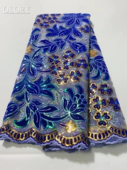 Naujausi aksominiai nėriniai su blizgučiais Aukštos kokybės klasikinis elegantiškas afrikietiškas siuvinėjimo nėrinių audinys vestuvių vakarėlio suknelei
