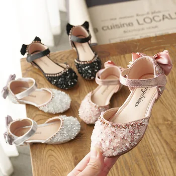 Nauji vaikiški batai Perlų kalnų krištolas Šviečiantys pavasario vaikai Princesės batai Kūdikių mergaičių batai vakarėliams ir vestuviniams batams 26-36 dydis