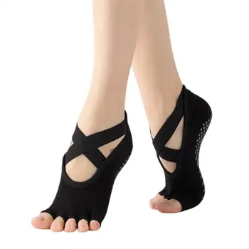 Neslystančios jogos kojinės moterims Kvėpuojančios pilateso kojinės su rankenomis Barre baleto šokis Sportinės kojinės Basomis kojomis treniruotės Moteriškos kojinės