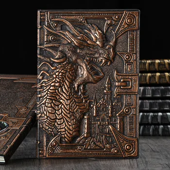 New Vintage Anaglyph Dragon Notebook Retro Planner Bronze Book School Supplies Office Culture and Education Notebook