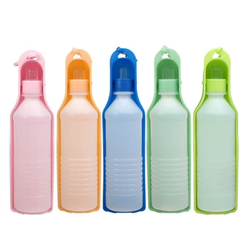 Nešiojamas naminių gyvūnėlių vandens butelis vaikščiojimui lauke keliaujant žalia/ rožinė