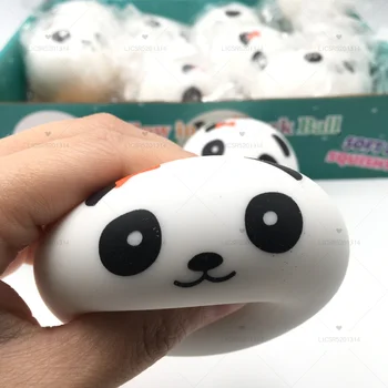 Pandos galvos dekompresijos žaislas Minkštas ir mielas animacinis miltų rutulys, skirtas atleisti spaudimą ir suspausti muziką Panda spaudžia muzikos žaislą