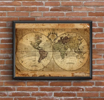 Pasaulio žemėlapis Vintažinis gaublys Menas Siena Vidaus kambarys Lauko plakatas Drobė Plakatas Pagrindinis Sienų tapyba Dekoravimas (Be rėmo)