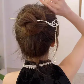Perlų pakabukas Drugelis Plaukų segtukas Kinų stiliaus plaukų aksesuarai Kalnų krištolas Debesis Plaukų segtuko lydinys Senovės stilius