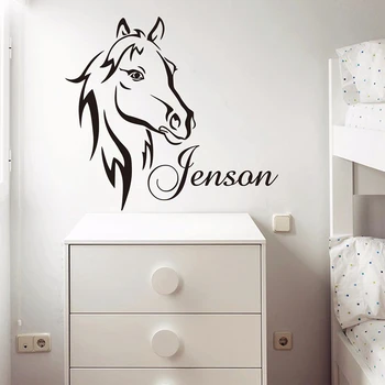 Personalizuotas pavadinimas su arklio meno sienos lipduku Vinilo lipdukai Darželio dekoras