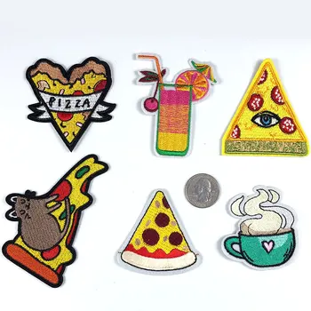 PGY Fine Pizza Mouse Greito maisto aplikacijos Lygintuvas ant lipdukų Pleistrai Gėrimas Šilumos ženkleliai Paltas Drabužių dekoras Mieli paregai vaikams