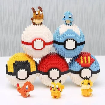 Pokemonų statybiniai blokai Surinktos mažos dalelės Lavinamasis žaislas Pikachu Charmander Modelis Darbastalio ornamentas Kūrybinė dovana