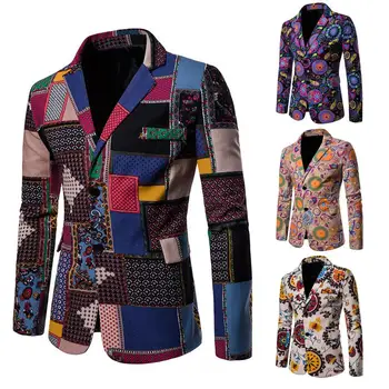 Populiarus kostiuminis paltas Spausdintas temperamentas Formalus švarkas Etninio stiliaus atlapas Blazer