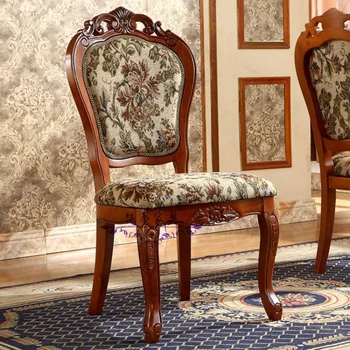 Prabangios gražios valgomojo kėdės Minkštos europietiškos medinės kėdės Valgomasis Šiaurės sillas para sala de estar virtuvės baldai