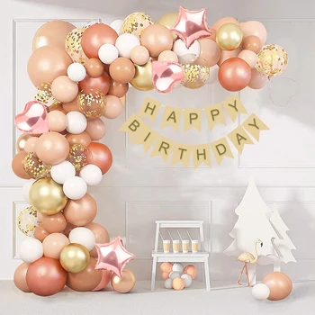 Rožinis auksinis balionas Girliandos arkos rinkinys Su gimtadieniu Šventės dekoravimas Vaikai Suaugusiųjų vestuvių dekoro reikmenys Kūdikių dušo dekoro balionai