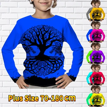 Rudens tendencijos Tops Kids Naujo dizaino spausdinimas ilgomis rankovėmis oversized trikotažas Vaikai Įgulos kaklo marškinėliai Žiemos berniukai Madingi drabužiai